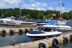Boats in slips at Lee's Marina