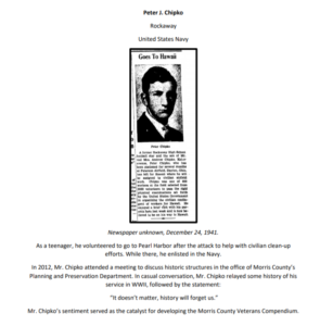 Newspaper article on Peter Chipko going into WWII