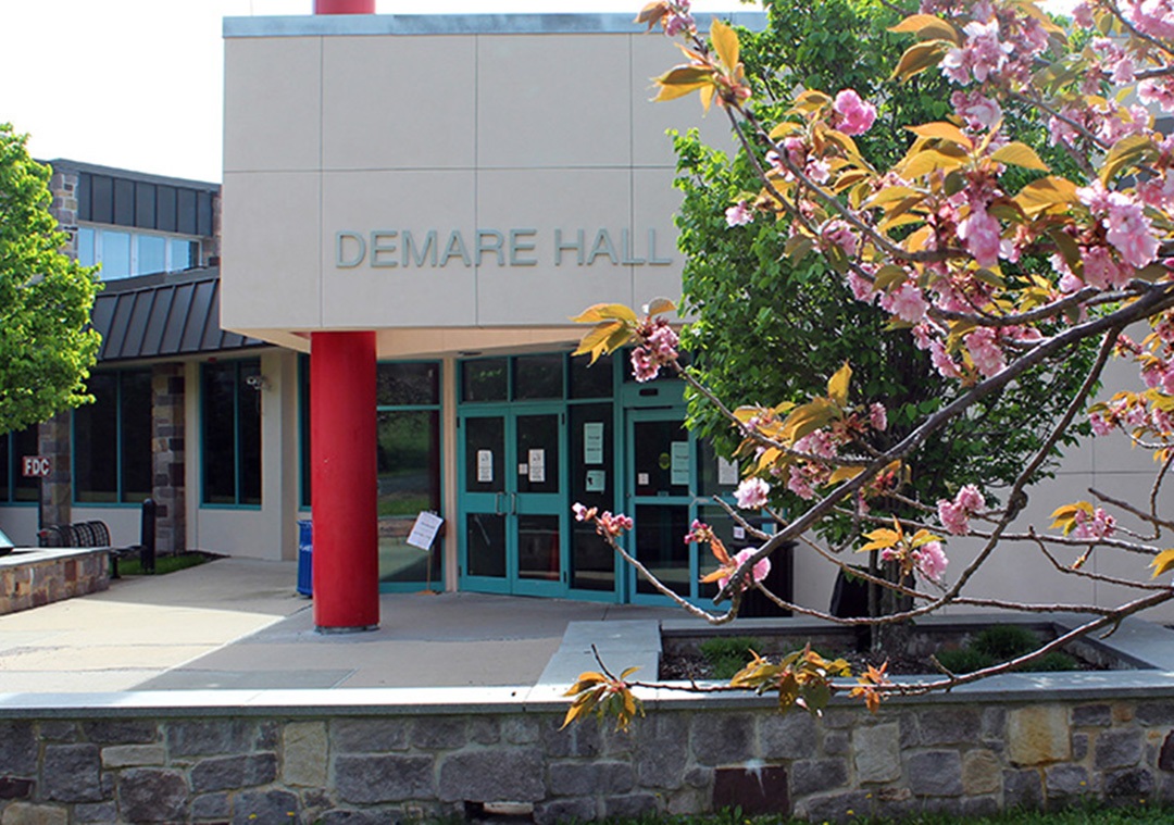 CCM's DeMare Hall in spring