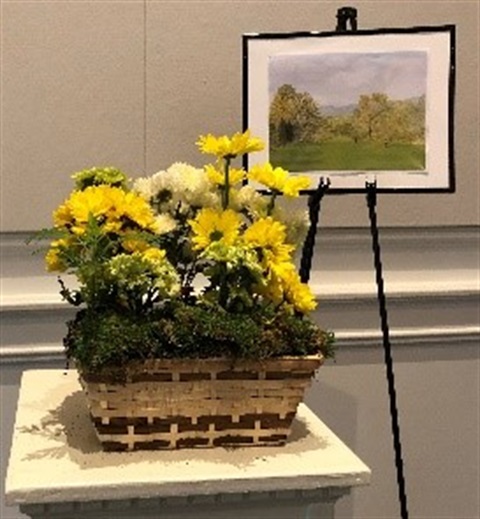 Flower arrangement with painting