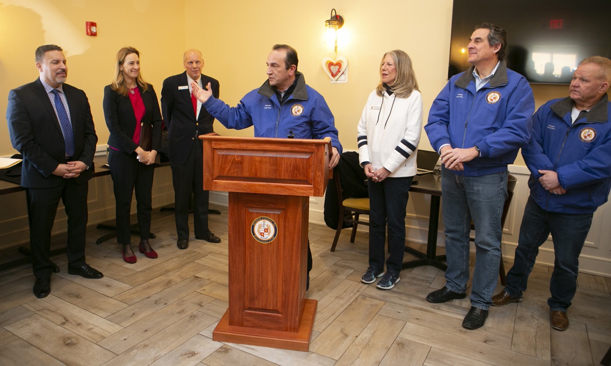 Morris County commissioners speak at the Small Business Grant opening